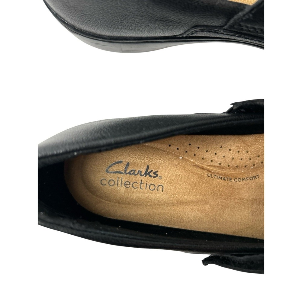 Clarks Cora Gema Mary Jane Black Leather Flats Size 11 Dark Academia Comfort - Picture 6 of 12